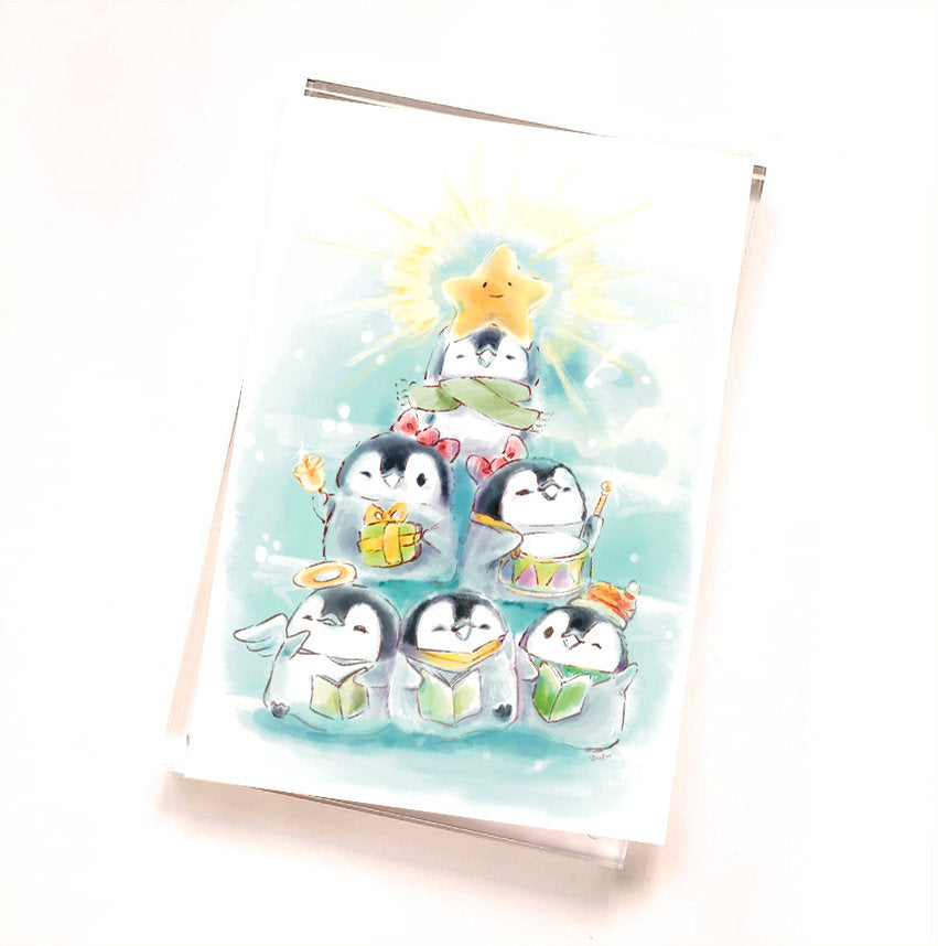 BluDee Christmas postcard V14 - Christmas Dee and Tree