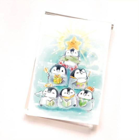 BluDee Christmas postcard V14 - Christmas Dee and Tree